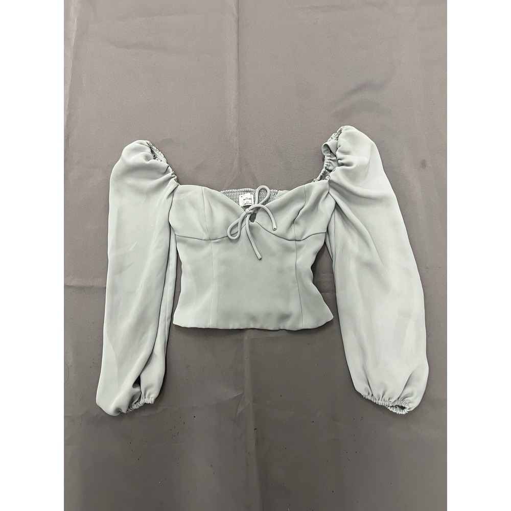 Aritzia Wilfred Novella Sweetheart Neckline Puff Sleeve Blouse Cropped Top 2XS